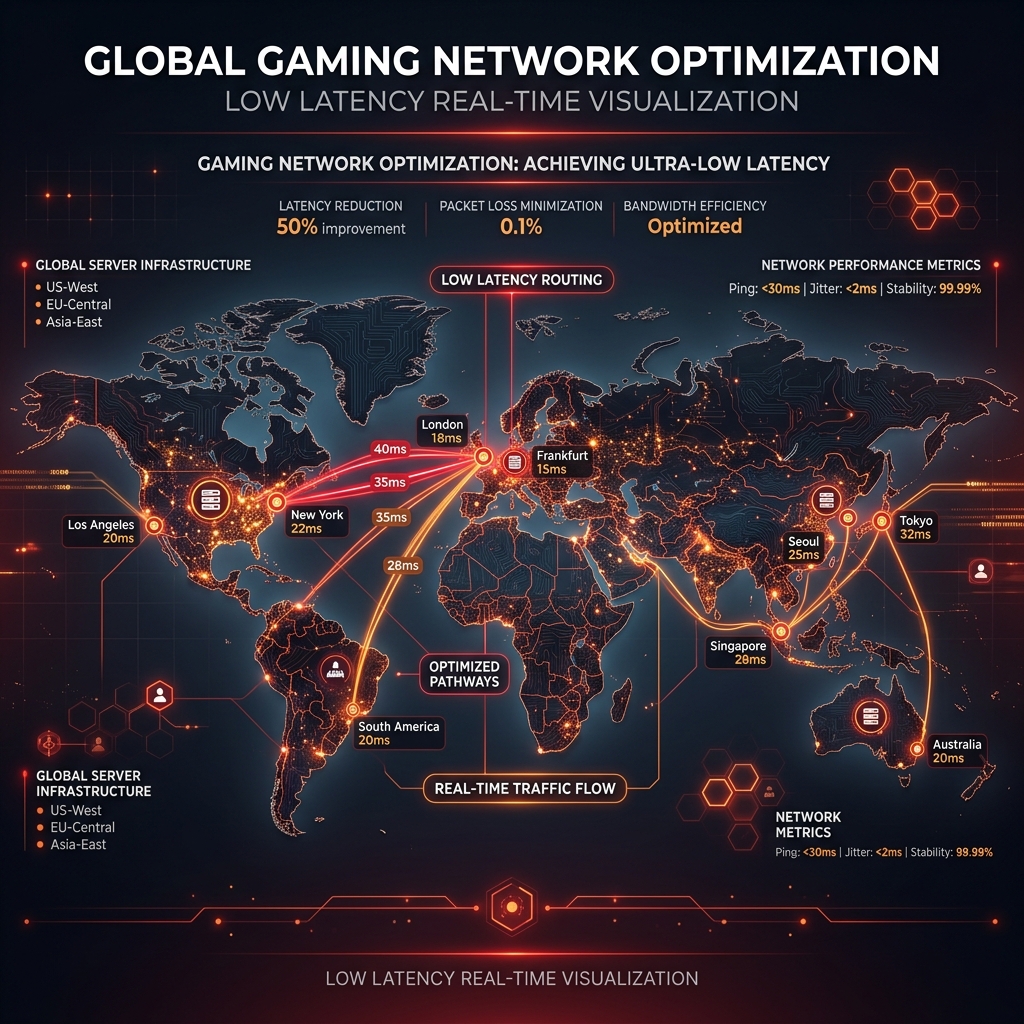 Global server map showing latency reduction